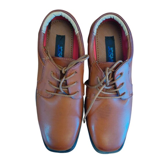 Owsor Boys Dress Shoes Brown Square Toe Tie Sz 3 Church Wedding Gently Used - Picture 2 of 8